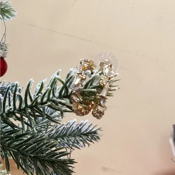 BaubleBar Marley Gold Hoop Earrings with Clear Gemstones - Picture 4 of 7